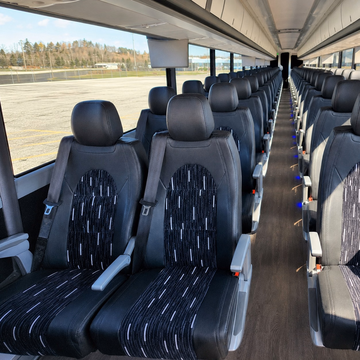 56 passenger charter bus inside